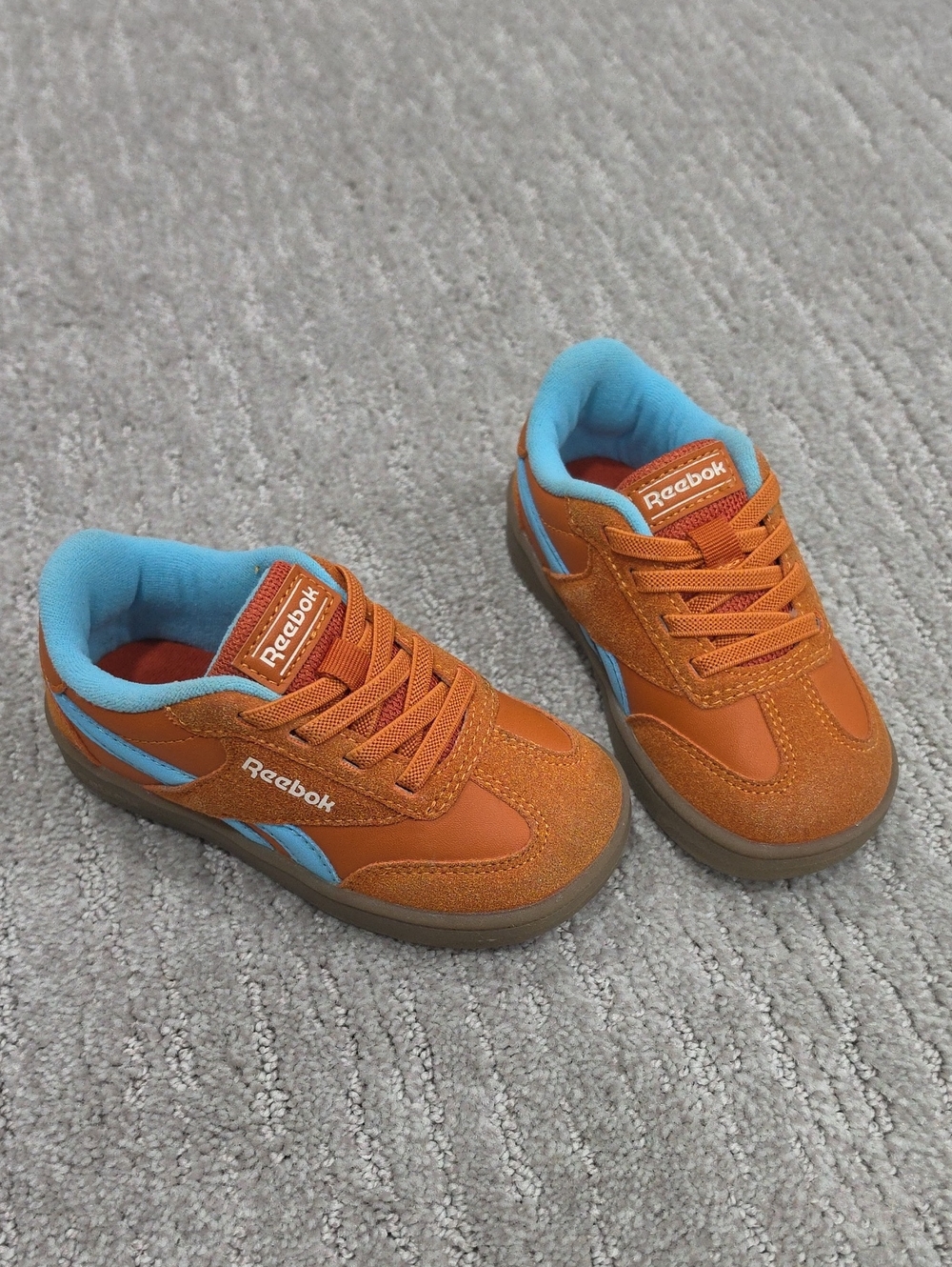 Reebok Kids Orange Sneakers with Light Blue Accents